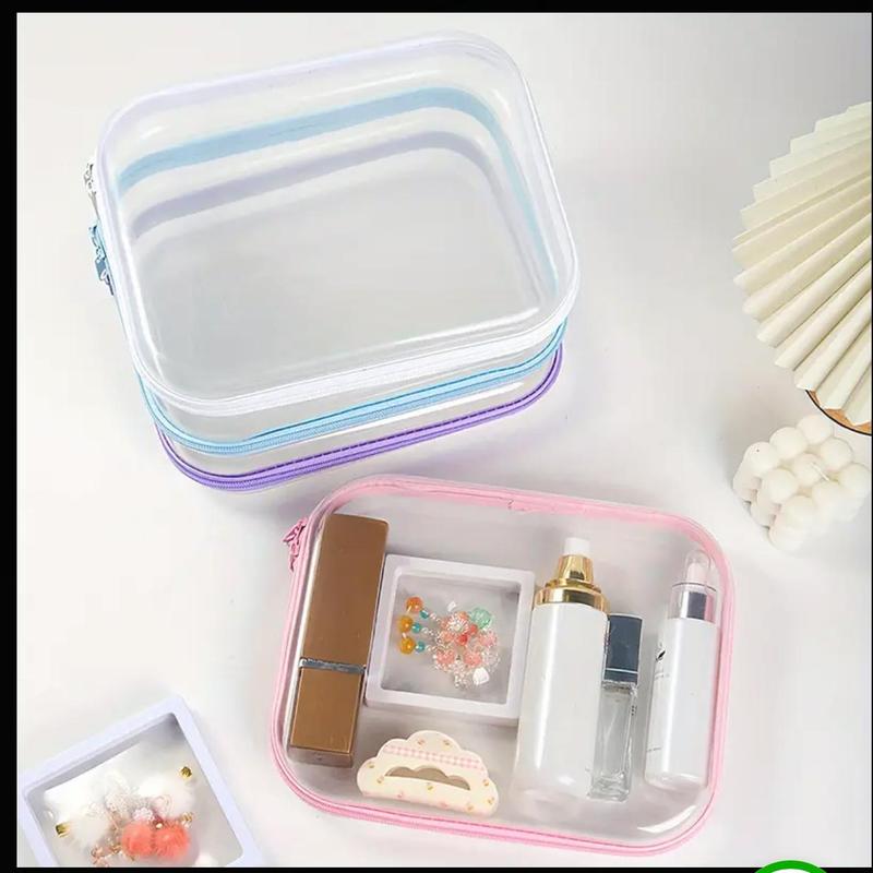 Transparent Zipper Storage Bag Set, 6 Counts/set Large Capacity Storage Box, Portable Storage Organizer for Skincare, Travel Essentials 4