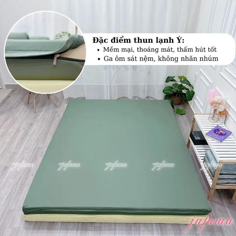 Áo bọc nệm topper 2 mặt có khóa kéo, Vỏ Bao Nệm Jafuma Cotton Poly và Thun Lạnh Ý | Nệm 3-10cm, ga giường thun lạnh 1