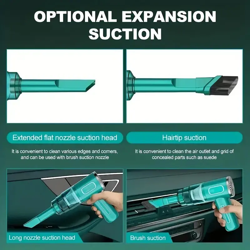 Portable Handheld Car Vacuum Cleaner, 1 Count Rechargeable Cordless Car Vacuum Cleaner, Lightweight Handheld Vacuum, Vacuum Extractor, Vacuum Cleaner Mop, Dust Extractor, Dry Vacuum, Vacuum Nozzles 3