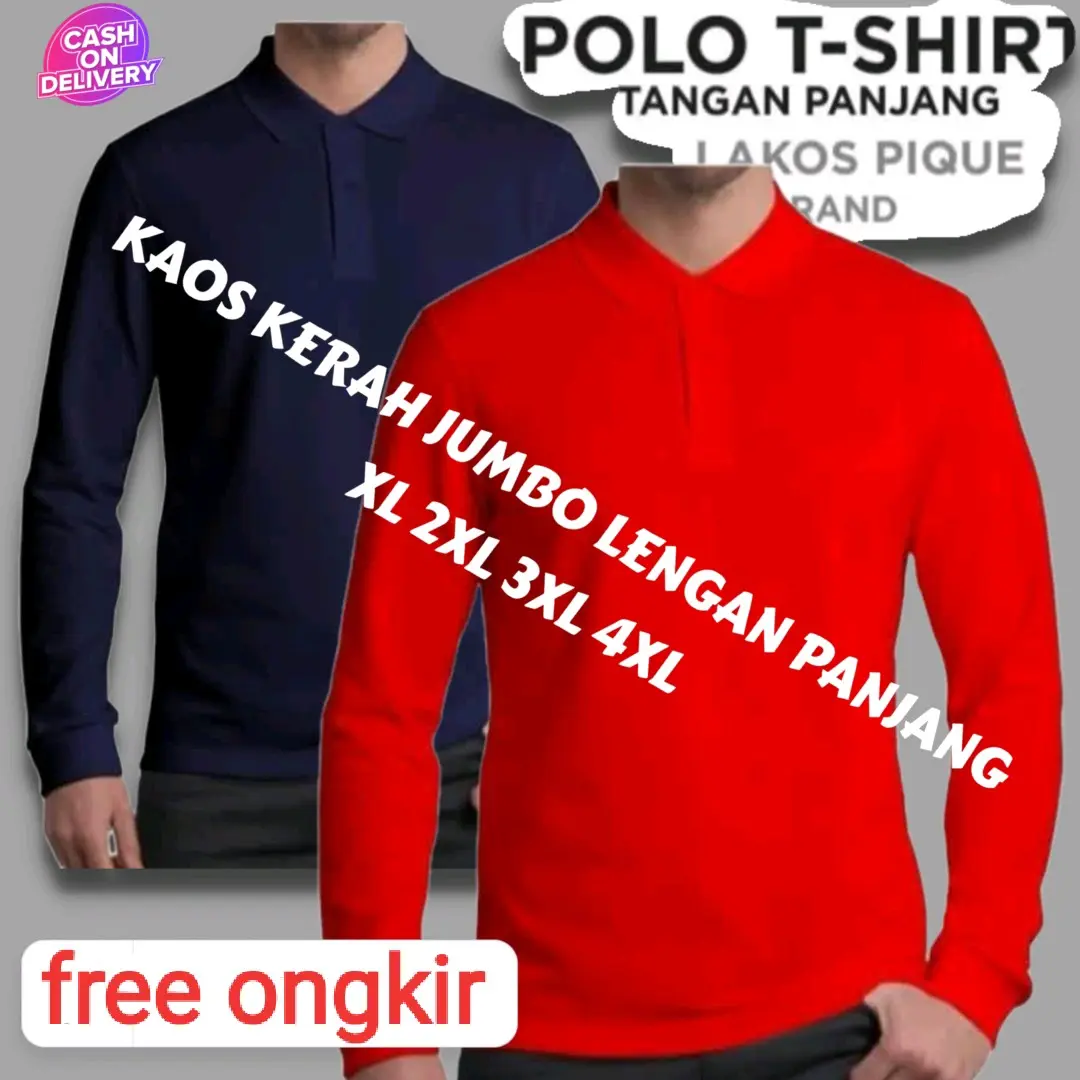 Kaos Kerah Jumbo Lengan Panjang XL 2XL 4XL stylish polo