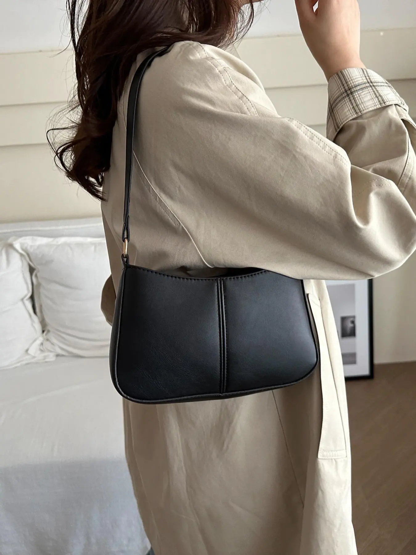 Women's Solid Color Shoulder Bag, Fashionable Large Capacity Shoulder Bag for Daily Used, Casual Trendy Versatile High-quality Daily Commuting Bag