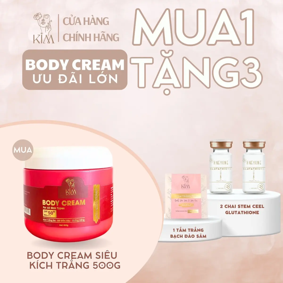 [ MUA 1 TẶNG 3] Kem Body Siêu Kích Trắng 500G, Trắng nhanh, Cấp ẩm vượt trội & An toàn cho mọi làn da.