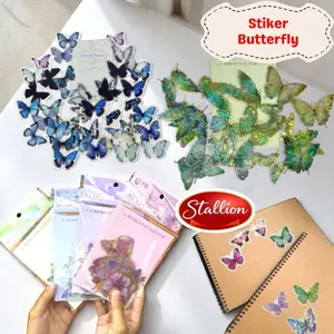 Stickers Butterfly Aesthetic Deco Lucu Stiker Kupu Kupu Untuk Scrapbook & Jurnal