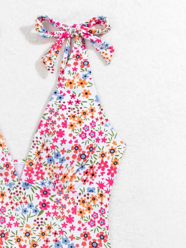 Women's Floral Print One-piece Swimsuit, Casual Sleeveless Swimwear for Beach Holiday Vacation, Ladies Swimsuit for Summer, Swim Bodysuit 6