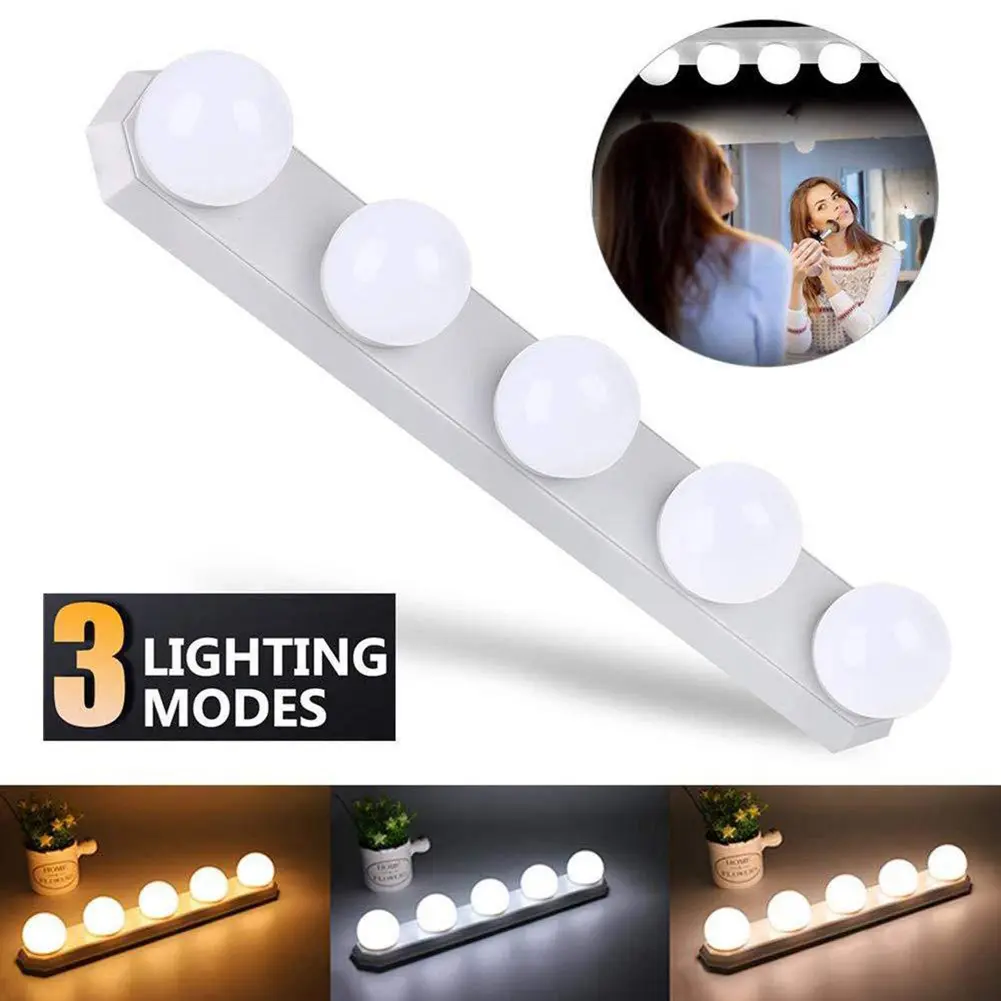 USB Powered Vanity Mirror Mount 5 LED Makeup Fill Light Bulb with Suction Cup
