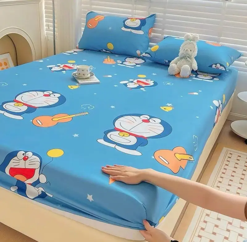Set 4 món bộ ga gối kèm vỏ gối ôm(không kèm chăn)vải cotton poly mẫu người máy ngộ nghĩnh 8
