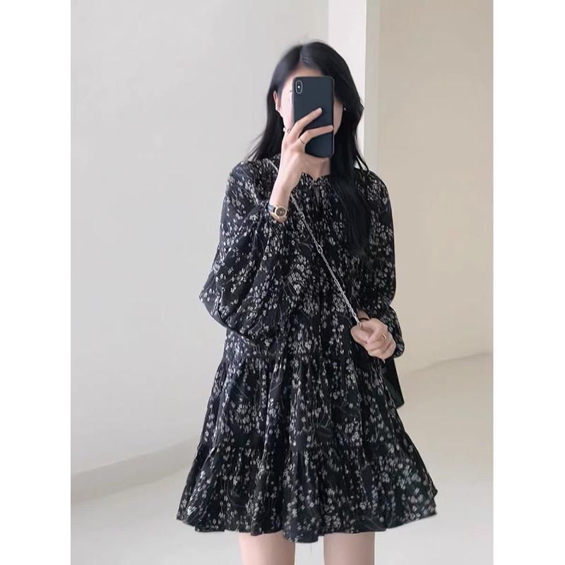 Váy babydoll hoa nhí đen siêu vintage dài tay nàng thơ- Uly Dress 1