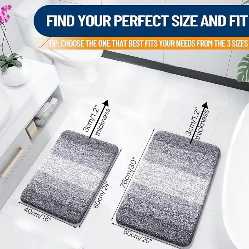 Bathroom Mat, 1 Count Non-slip Soft Absorbent Bath Rug, Machine Washable Bath Mat for Bathroom Floor, Tub and Shower 1