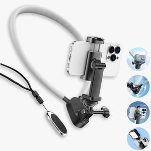 TERCELL 磁気アンチシェイクネックフォンマウント、手持ちせずの首掛け式スマホマウント、GoPro Max Hero 12 11 10 DJI Action 3、Insta360用スマホアクセサリー