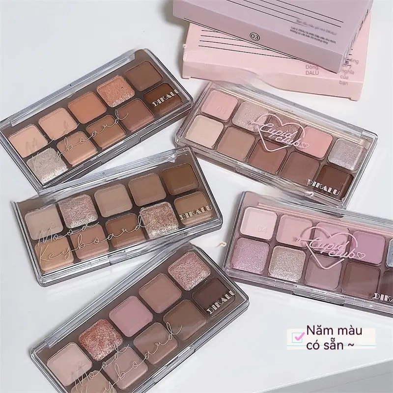Bảng Phấn Mắt, DIKALU, Mười Màu, Tông Màu Đất, Lì, Giá Cả Phải Chăng, Thích Hợp Cho Học Sinh Và Phụ Nữ, Trang Điểm, Phấn Mắt