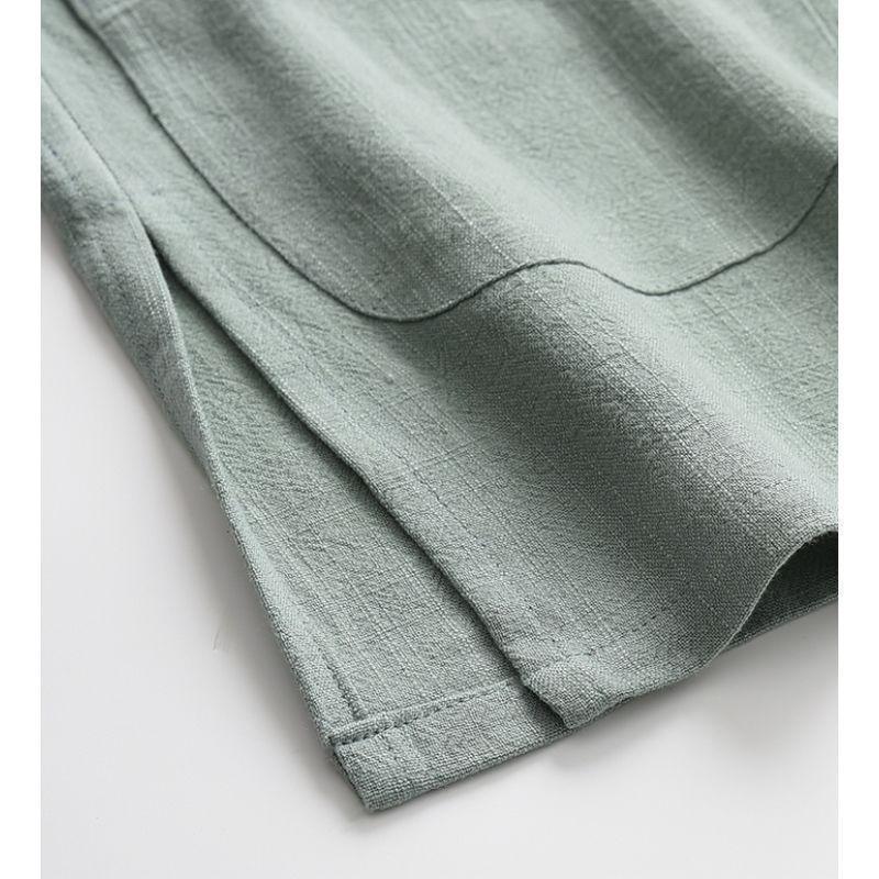 Bộ Đồ Tang Vải Lanh Cotton, Bộ Dài Tay Phong Cách Trung Quốc Cho Nam, Thiết Kế Cổ Điển Trung Quốc Có Cúc, Dáng Rộng Vừa Vặn, Thích Hợp Cho Nam Trung Người Già Và Cao Tuổi, Bộ Đồ Hình Thái Cực Quyền Trung Quốc, Có Sẵn Năm 2025 2