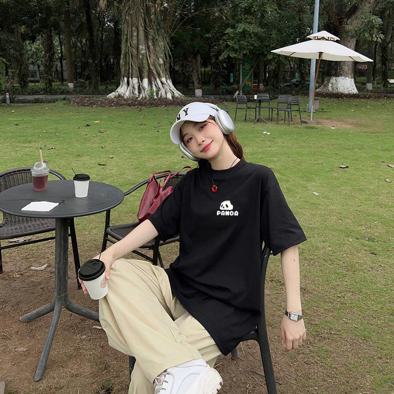 Áo Thun Nam Nữ Form Rộng Cotton Tay Lỡ Áo Phông Cổ Tròn Basic Tee Oversize Trend Hè - Panda