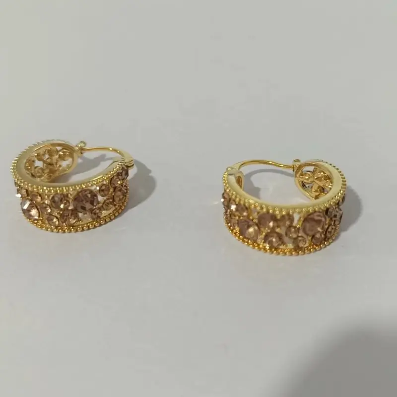 French Retro Exquisite High-end Full Zircon Hoop Earrings Niche Design Light Luxury Niche Socialite Style Fashion Earrings 2