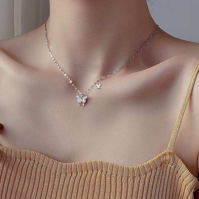 Vòng Cổ Bạc Sterling S925, Vòng Cổ Bướm Dát Đính, Dành Cho Phụ Nữ Và Trẻ Em Gái, Thiết Kế Đặc Biệt, Dây Chuyền Xương Đòn Thích Hợp Làm Quà Tặng Sinh Nhật Bạn Gái Và Bạn Gái 5