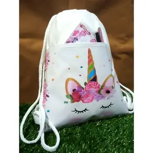 Ready Stok Tas Ultah Unicorn Serut Backpack Dua Kantong isi 10 pcs Best Seller