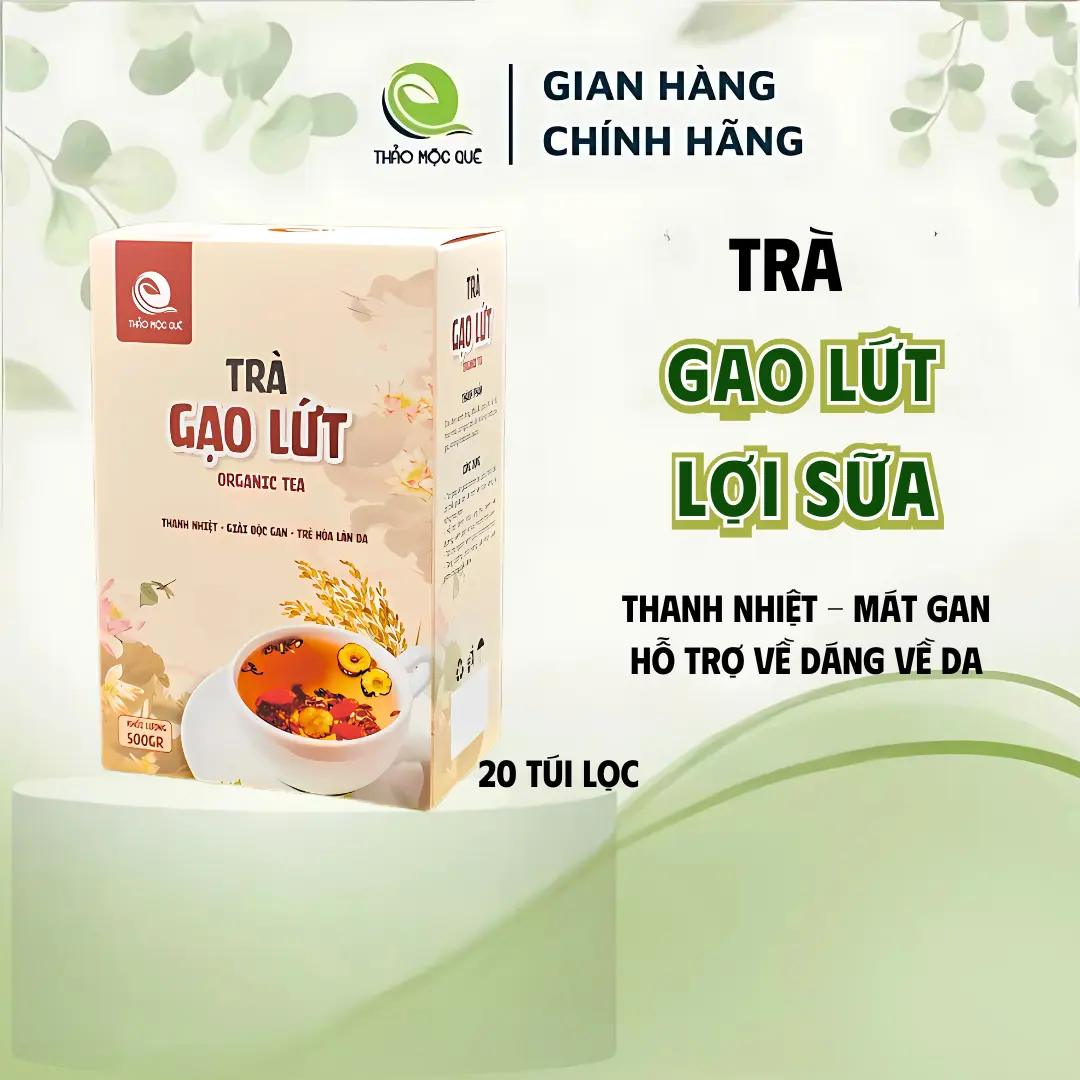 Trà Gạo Lứt | Trà Lợi Sữa Thảo Mộc Quê | Hỗ Trợ Về Dáng Về Da | Thanh Nhiệt | Túi Lọc 20 gói - 550gr