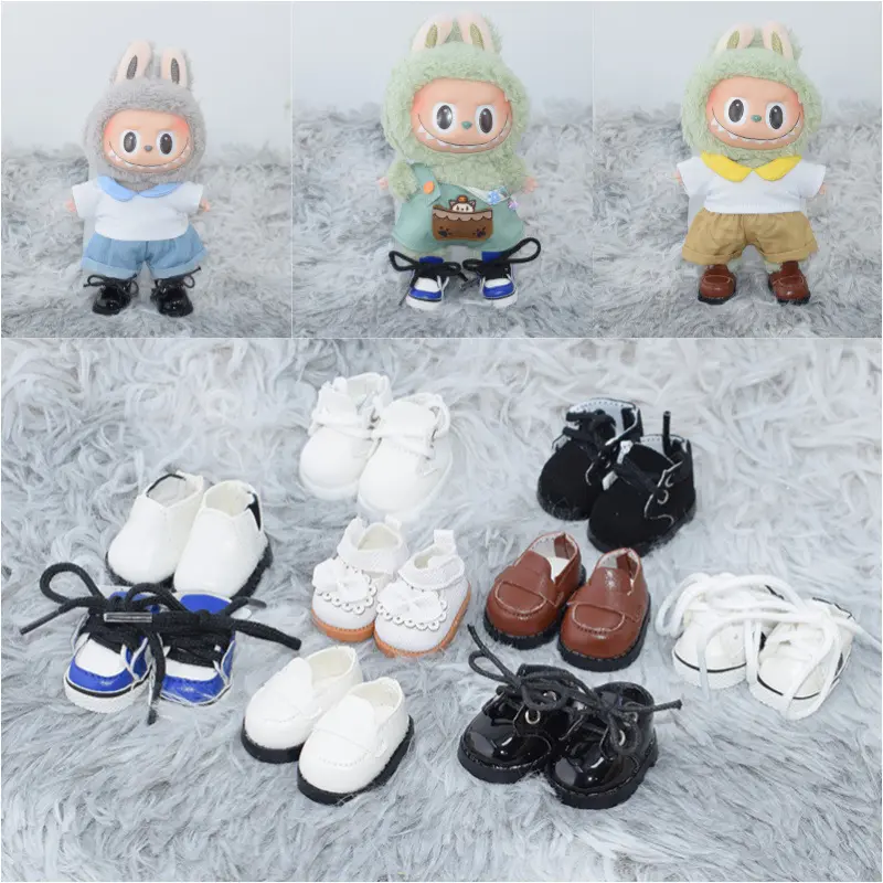 Labubu Shoes for 17CM LABUBU Macaron Vinyl Plush Toy Labubu Shoe decoration [Only Shoes , No Dolls]