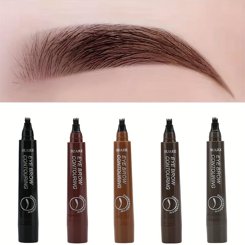 Bút Kẻ Lông Mày 4 Điểm Không Thấm Nước Lâu Trôi, 1 Chiếc, Dụng Cụ Tạo Hình Xăm Trang Điểm Mắt, 5 Lựa Chọn Màu Sắc, Để Rõ Ràng Lông Mày Tự Nhiên, Dễ Sử Dụng, Màu Xám Và Nâu, Chống Nhòe, Chống Mồ Hôi, Mỹ Phẩm 0