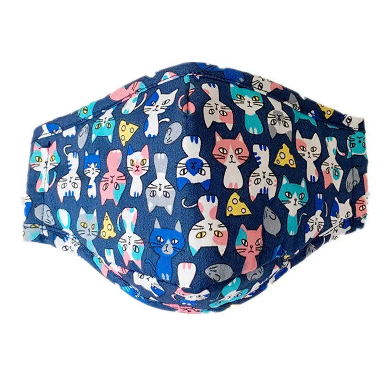 New Adult and Children Parent-Child Cartoon Printed Color Kitty Washable PM2.5 Dustproof Pure Cotton Mask
