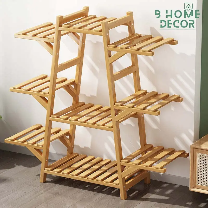 Kệ Gỗ nhiều tầng để chậu hoa cây cảnh, trong nhà và ngoài trời BD07 1