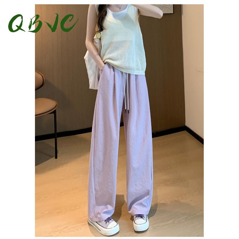 Quần Ống Rộng, Dành Cho Nữ, Cạp Cao, Màu Trơn Quần Ống Đứng, Dáng Rộng Vừa Vặn, Thích Hợp Đi Làm Và Mặc Thường Ngày QBVC 5