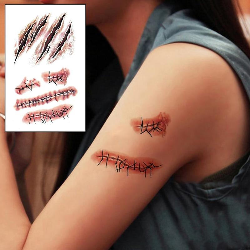 Suture Sticker Halloween Temporary Tattoos Scar Sticker Suture Scars Stickers - TikTok ...
