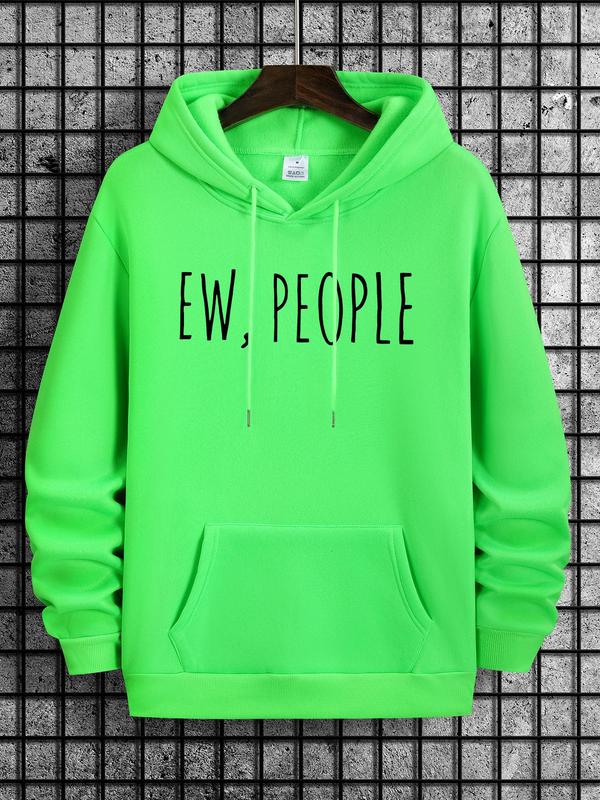 Unisex Men's Letter Print Essentials Hoodie, Regular Fit Casual Streetwear Drawstring Pocket Hooded Sweatshirt, Hoodies for Men, Men's Tops for Spring & Fall, Tall Clothing Women, Men's Clothing 2