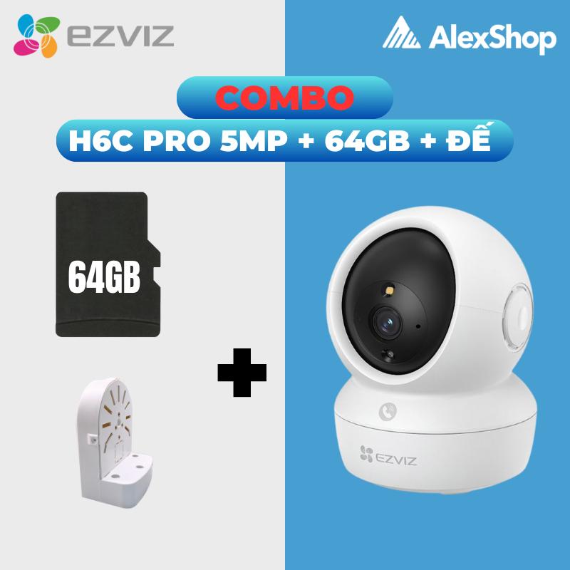 [COMBO-5M] Camera Ezviz Trong Nhà H6C Pro 3K 5MP + Thẻ Nhớ 64GB + Đế Chính hãng