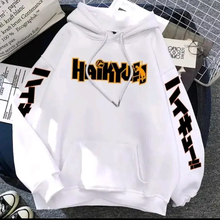 Hoodie anime JAPAN HAIKYU bahan fleece untuk anak usia tanggung sampai dewasa Fashion