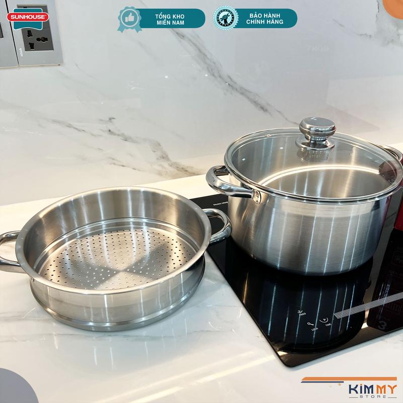 Product Introduction of Bộ nồi xửng thép không gỉ + nắp vung trong suốt bản 26 cm 2
