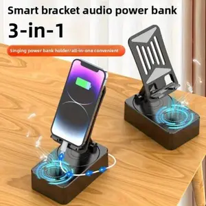 Speaker Bluetooth dengan dudukan ponsel, dapat dilipat 2 in1 Nirkabel Speaker Bluetooth+Phone Holder 360° Foldable Mobile RGB lights Phone Holder For Phone/Pad-Ver
