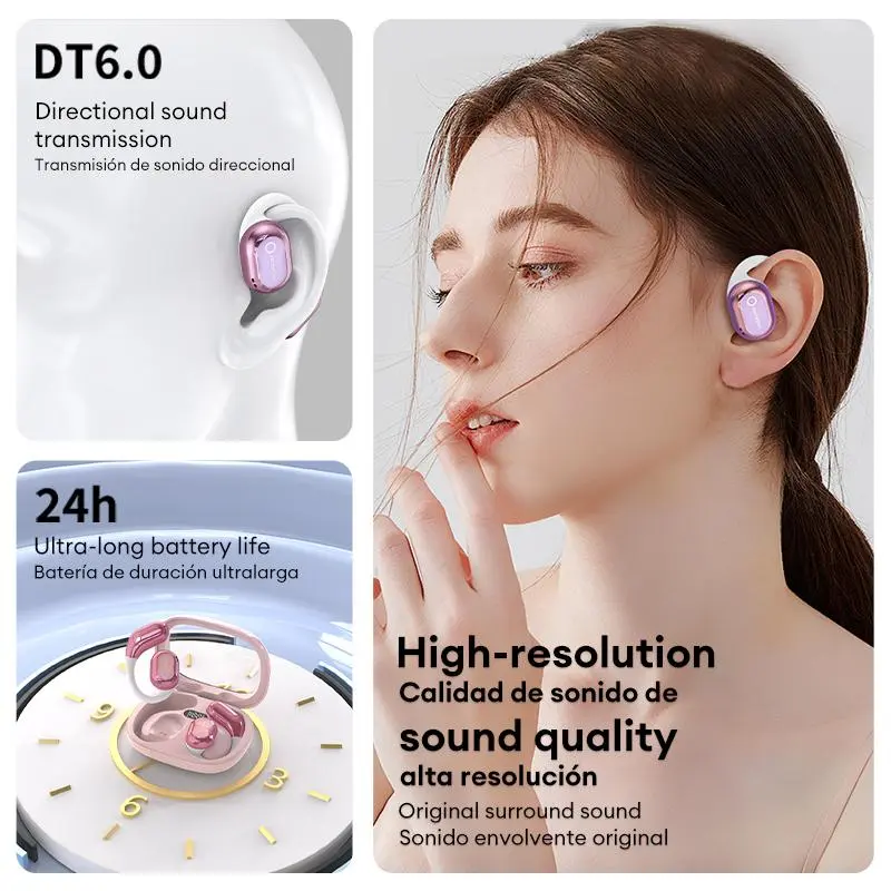 HYUNDAI Y16 Open-ear Design OWS Wireless Earbuds, Bluetooth-compatible Translation Earphones Support 75 Languages Face-to-Face & Simultaneous, Video & Voice Call Real Time Translation Earbuds Support Playing Music & Phone Calls, Audio Headset 4