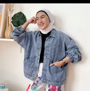 Jaket Jeans Vintage Oversize-OUTER JEANS JUMBO WANITA kualitas premium