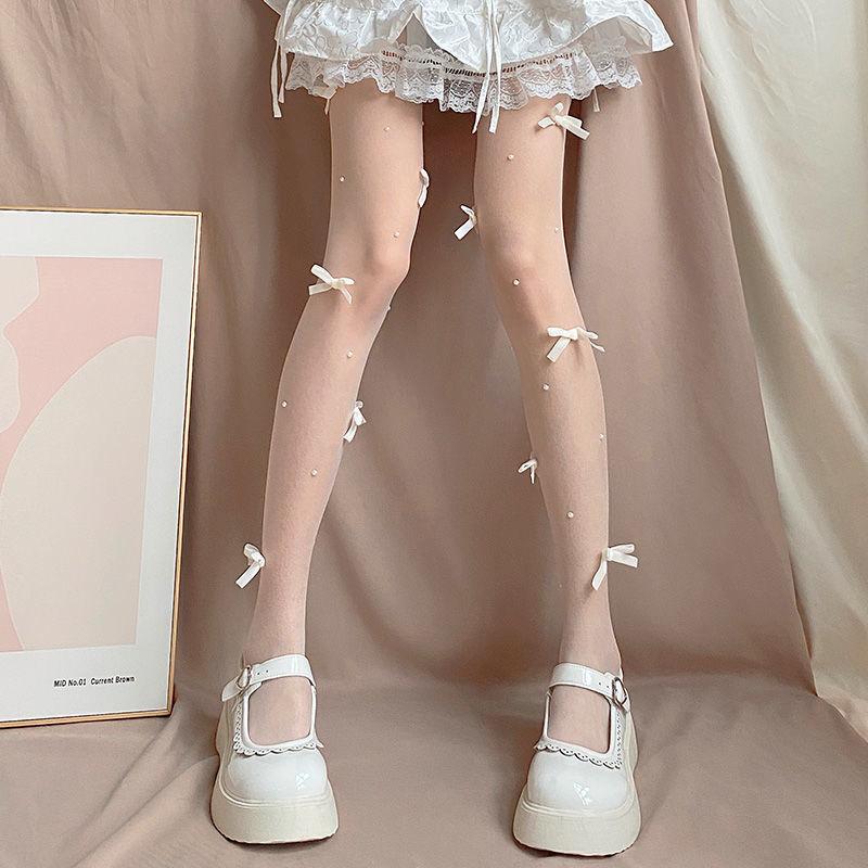 Tất Dài, Phong Cách Lolita Nhật Bản, Siêu Mỏng, Có Chi Tiết Nơ Nữ quần rách xoài phạm lưới đón chú 5