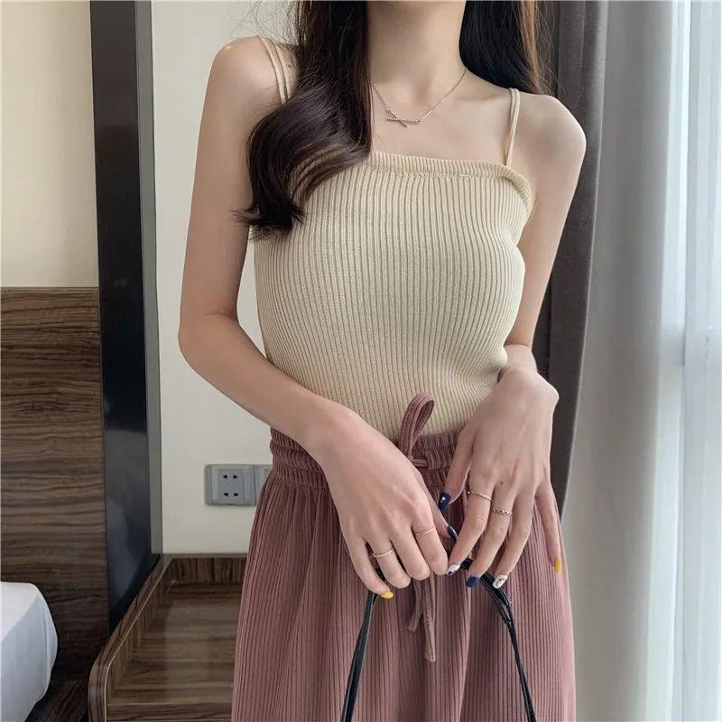 Áo Vest Hai Dây Lụa Lạnh Không Tay Mùa Hè, Dành Cho Nữ, Ngắn, Mỏng Vừa Vặn, Có Thể Mặc Bên Trong Áo Lớp Cơ Sở Áo Mặc Bên Ngoài Thích Hợp Cho Nữ 5