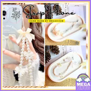 Phone strap simple / gantungan hp mutiara / phonestrap manik mutiara