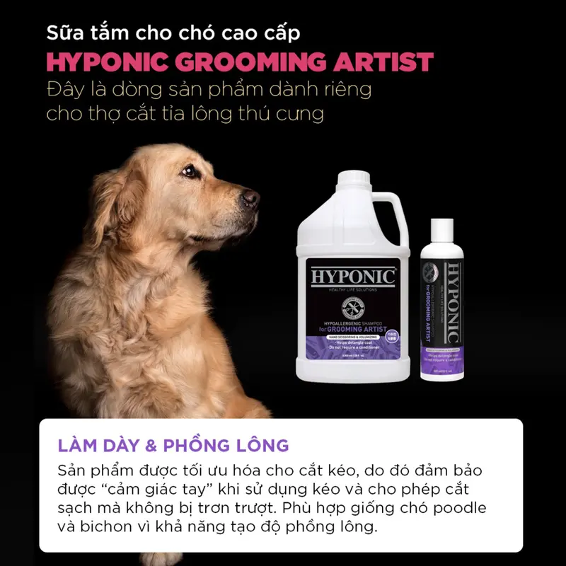 Sữa tắm cho chó cao cấp HYPONIC Grooming Artist, làm dày & phồng lông (dành cho tiệm spa thú cưng) 3