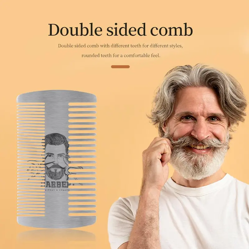 Men's Beard Care Set, 1 Set Including Boar Bristle Brush & Oil Head Styling Comb & Storage Bag, Portable Durable Hair Styling Tool for Salon & Travel 5