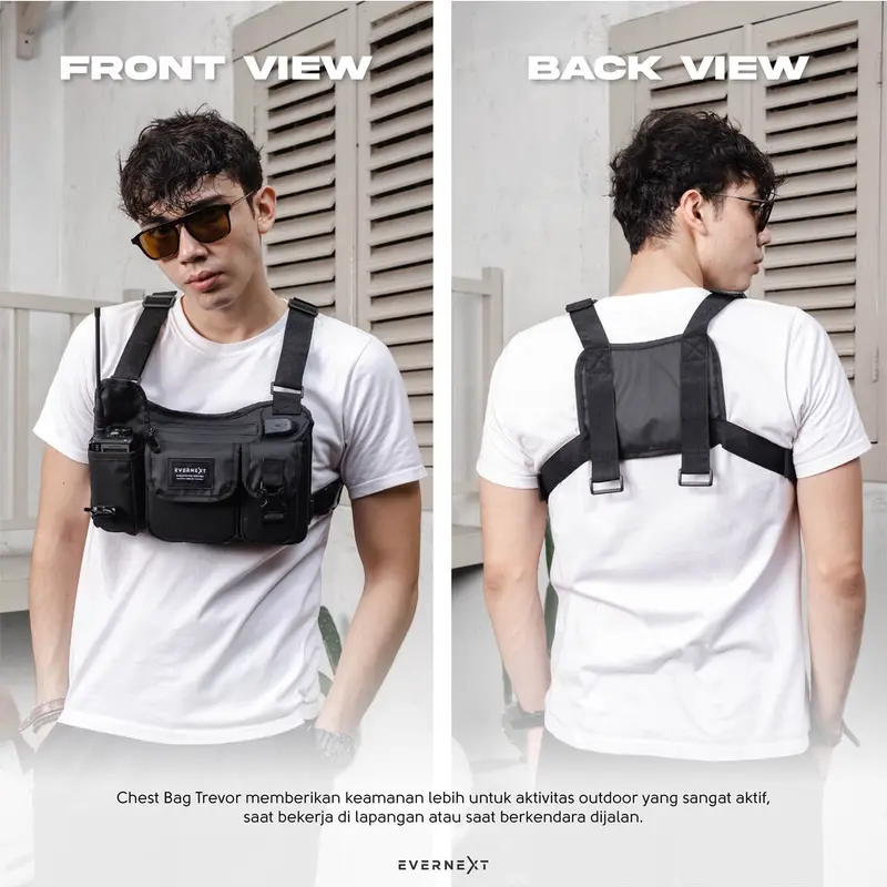 Evernext - Chest Bag Waterproof Trevor Tas Dada Tactical Rig Bag Outdoor Tas Pelindung Dada Motor Biker Sepeda Pria 6