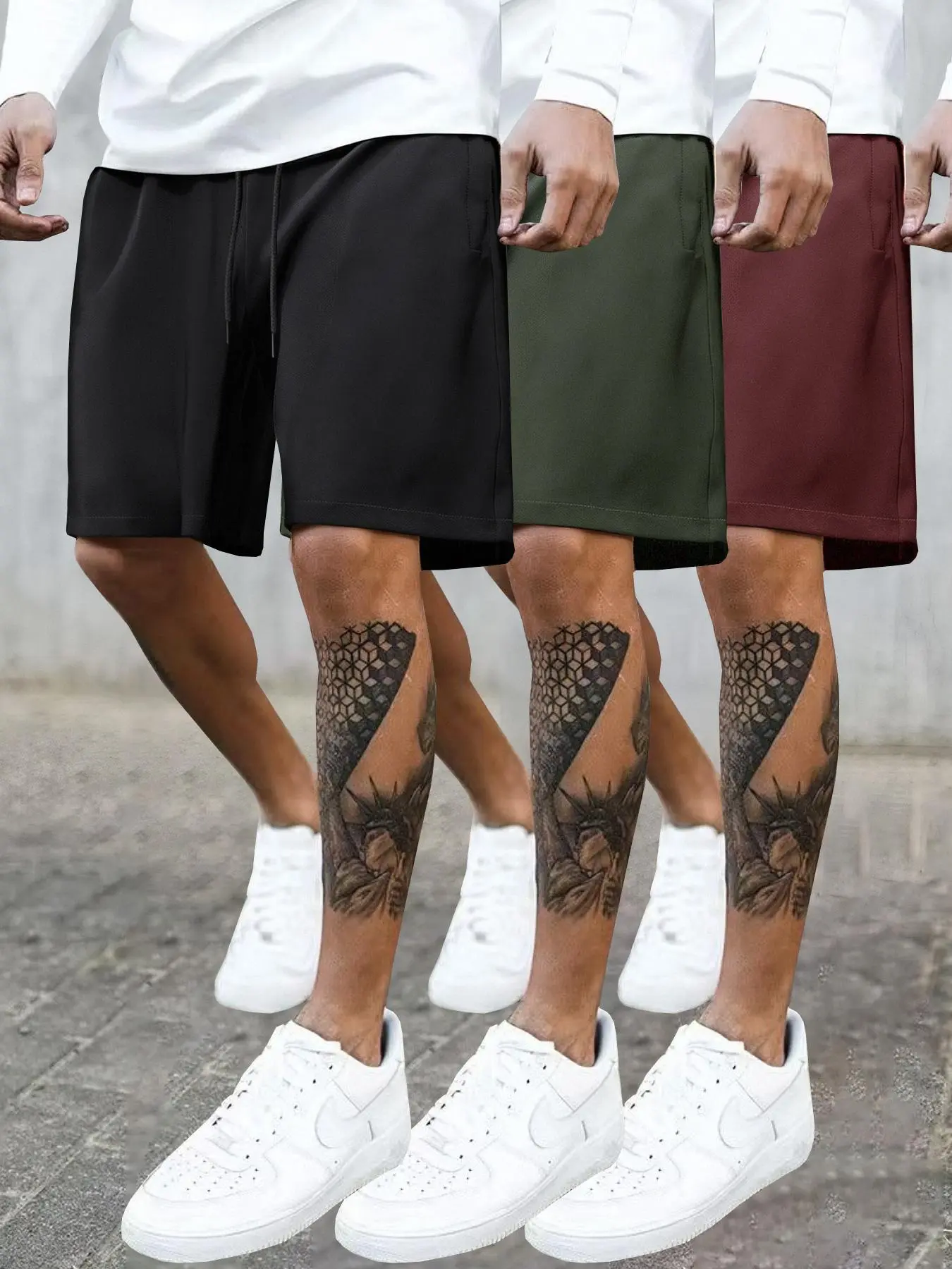 Men's Solid Color Shorts, Regular Fit Casual Comfy Breathable Shorts for Daily Wear, Men's Shorts for Summer