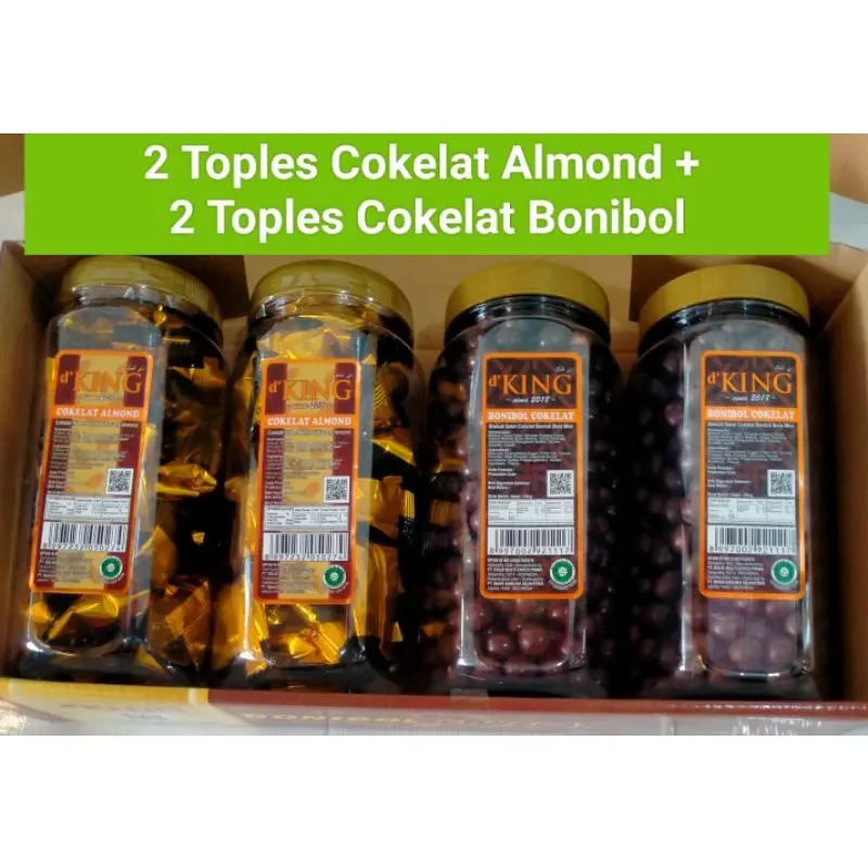 Cokelat Bonibol Kacang Almond 1 Dus isi 4 Toples