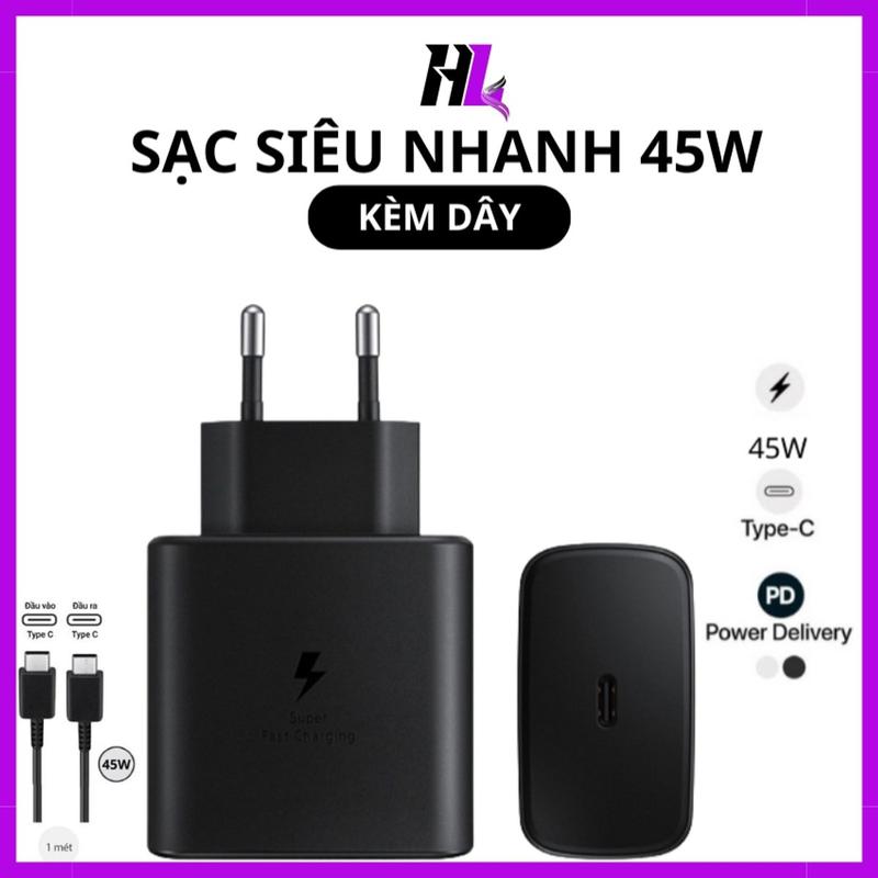 Bộ Sạc Siêu Nhanh Type C to Type C 45w dành cho SS S20 S21 S22 S23 Ultra Note 10 20 Plus các dòng android cổng C Mua 1 Bộ sạc Nhanh 45w C to C - Bảo Hành 6 Tháng Lỗi 1 Đổi 1 Phụ Kiện Phone sacnhanh android