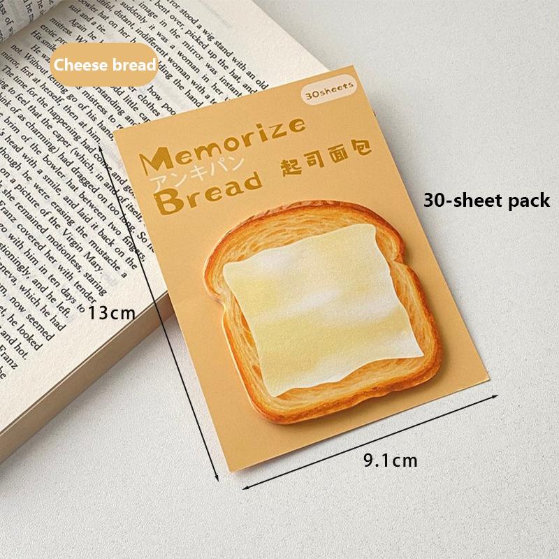 Product Introduction of 30Sheets Creative Fashion Toast Shape Convenience Sticker Message Paper Adhesive Self Sticky Sticky Notepad School Supplies 23