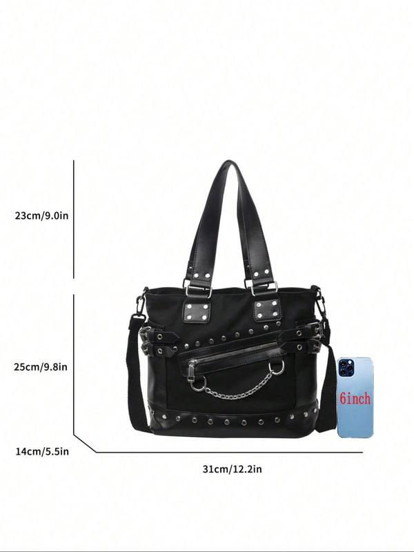 Women's Fashion Rivet Decorated Crossbody Bag, Casual Large Capacity Shoulder Bag for Daily Used, Trendy All-match Commuter Bag 1