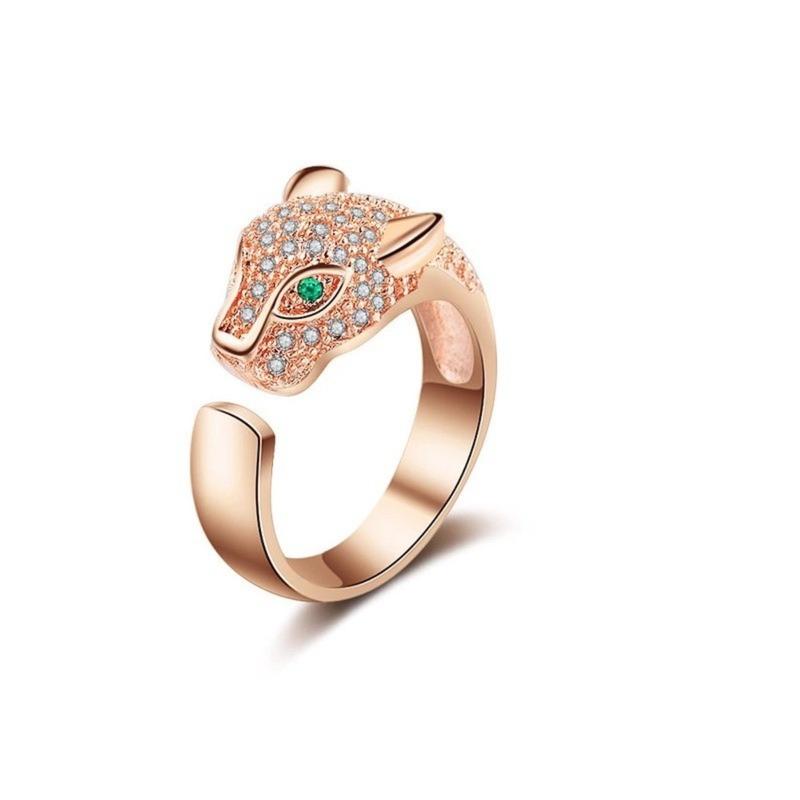 Product Introduction of (With Gra Certificate)18K Jinba Leopard Head Ring Luxury Moissanite White Diamond Ring S925 Silver Accessories Couple Ring 17