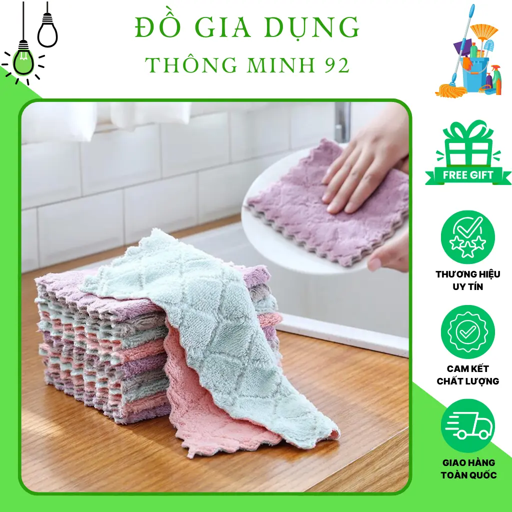 Khăn Lau Nhà Bếp Đa Năng 2 Mặt Siêu Thấm Nước - Đồ Gia Dung Thông Minh 92