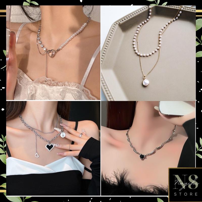Kalung Mutiara Korea sweet simple pearl love necklace 0