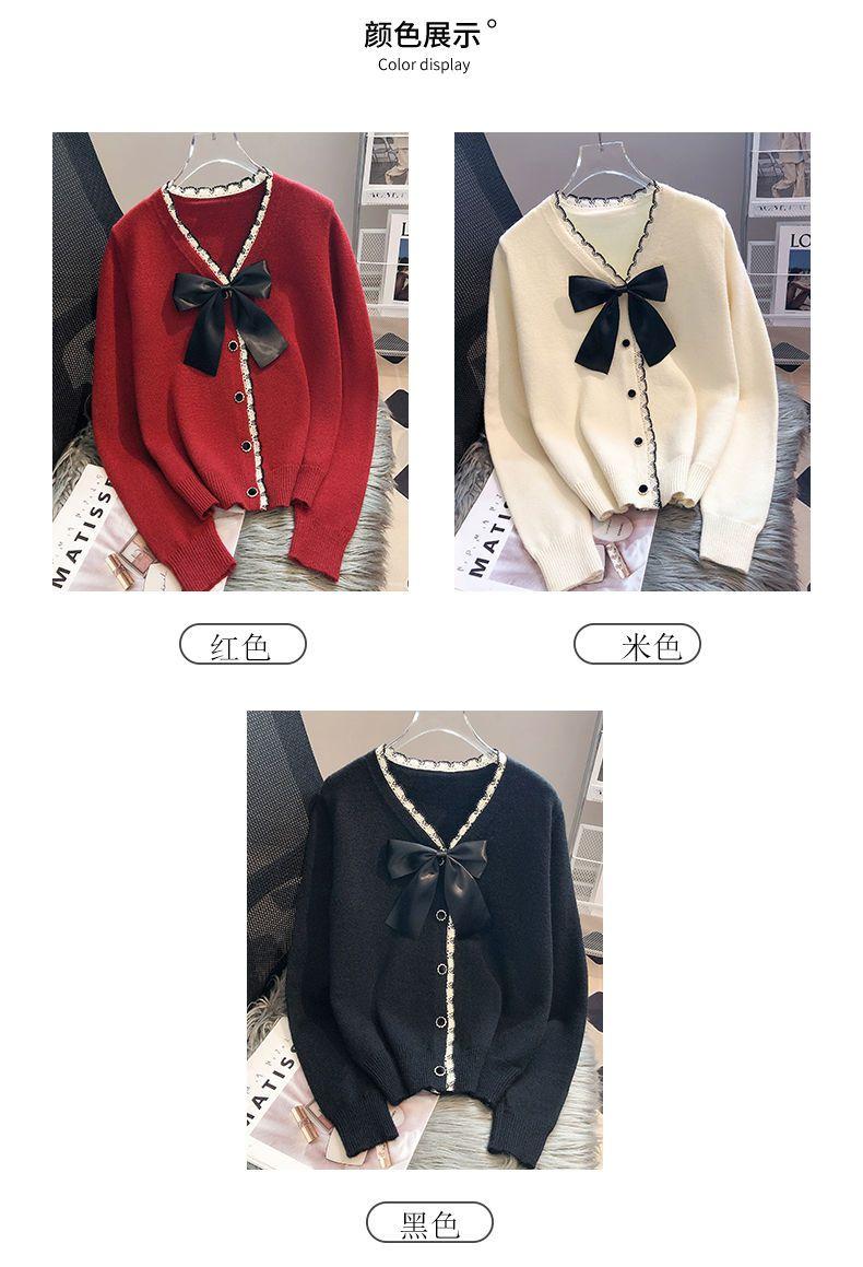 Product Introduction of Áo Len Dệt Kim, Thiết Kế Thắt Nơ Cho Nữ, Quần Áo Mùa Thu Và Mùa Đông, Dày Dặn, Hàng Mới Về 2022, Phổ Biến, Hàng Châu Âu, Áo Khoác Cardigan, Thời Trang Và Phong Cách 3