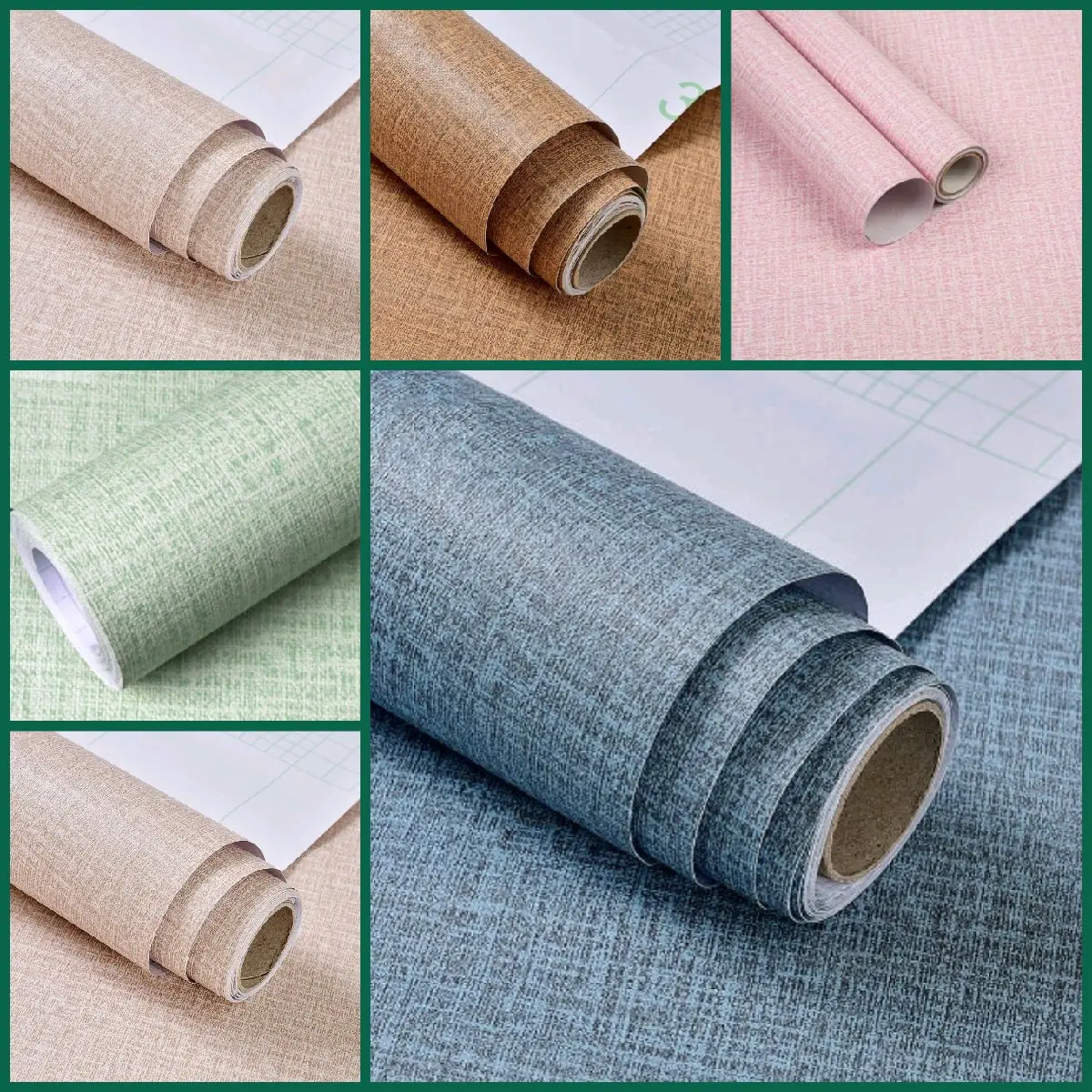 Wallpaper Dinding  Kamar Tidur BERTEKSTUR SERAT KAIN  Elegan Stiker Dinding  Polos