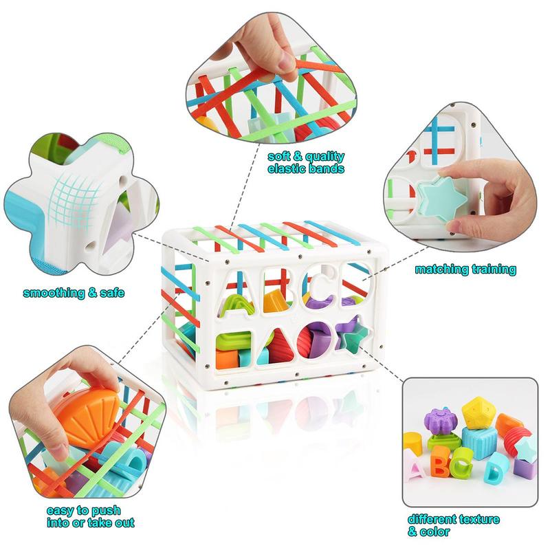 Baby Montessori Toy, Baby Sensory Toy, Early Education Toy, 1 Box Manhattan Teether Ball & 1 Box Stacking Blocks Toy, Educational Toy for Kids 8